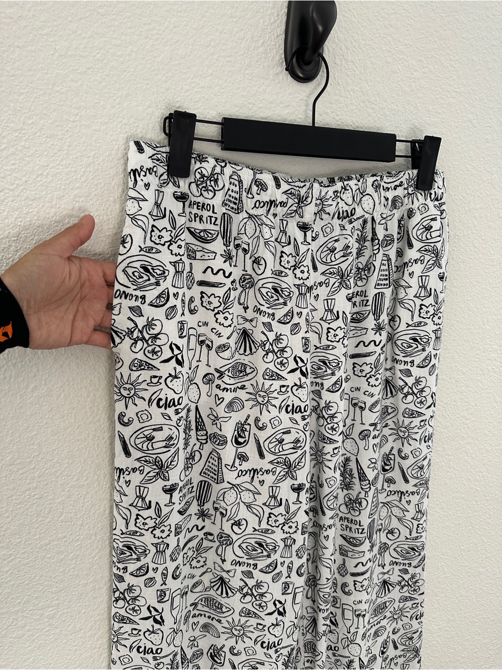 Sincerely Jules White Aperol Spritz Print Linen Blend Wide Leg Pants Medium - Picture 3 of 10